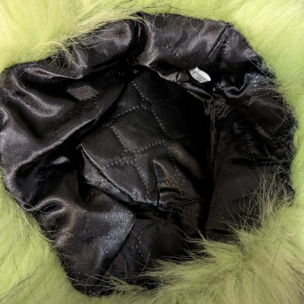 Green and Black Faux Fur Hooded Trim - Picture 4 of 4